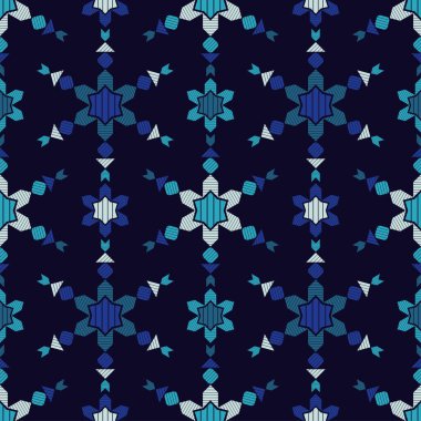 Noel dekoratif kar taneleri. Geometrik şekil. Kusursuz bir geçmişi var. Boho tarzı. Web tasarımı veya yazdırma için vektör illüstrasyonu.