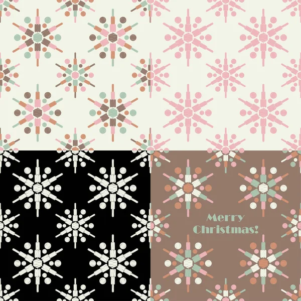 Conjunto Diseños Copos Nieve Decorativos Navidad Figura Geométrica Fondo Sin — Vector de stock