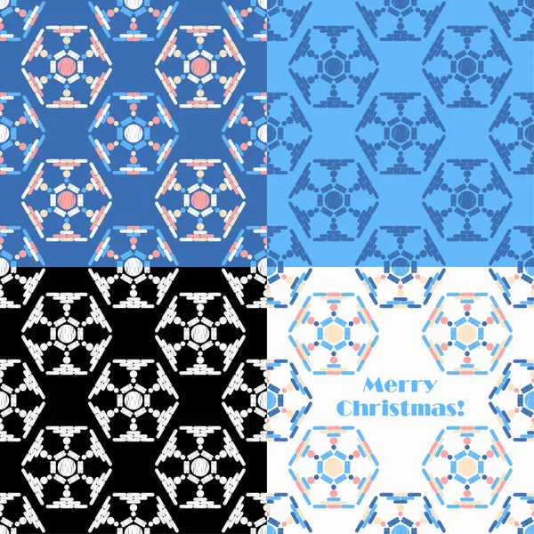 Conjunto Diseños Copos Nieve Decorativos Navidad Figura Geométrica Fondo Sin — Vector de stock