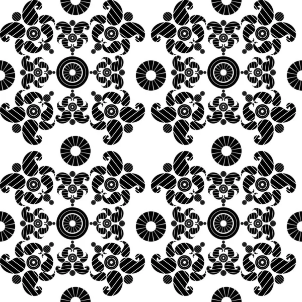 Paisley Ornament Seamless Background Design Manual Hatching Ikat Vector Illustration — Stock Vector