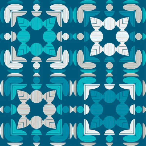 Mosaik Dengan Bentuk Geometris Pola Mulus Desain Dengan Penetasan Manual - Stok Vektor