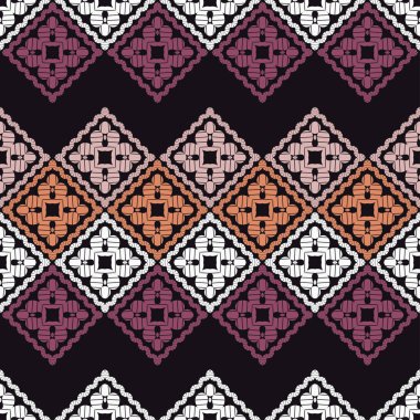 Paisley süsü. Kusursuz bir geçmişi var. Elle kumandalı tasarım. Ikat. Web tasarımı veya yazdırma için vektör illüstrasyonu.