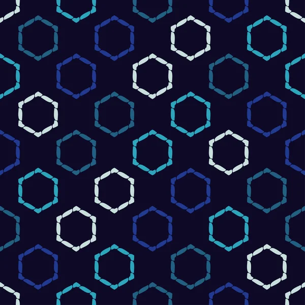 Mosaik Med Geometriska Former Sömlöst Mönster Design Med Manuell Kläckning — Stock vektor