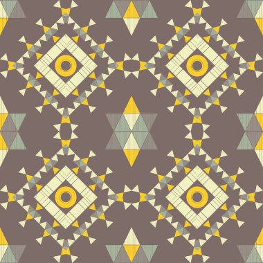 Aztek elementleri. Kusursuz desen. Elle kumandalı tasarım. Tekstil. Etnik boho süsü. Web tasarımı veya yazdırma için vektör illüstrasyonu.