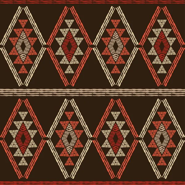 幾何学的な形状のモザイク シームレスなパターン 繊維だ 民族のBoho装飾 ウェブデザインや印刷のためのベクターイラスト — ストックベクタ