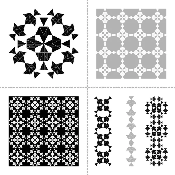 Ensemble Motifs Rayures Ornements Sans Couture Éléments Aztèques Conception Avec — Image vectorielle