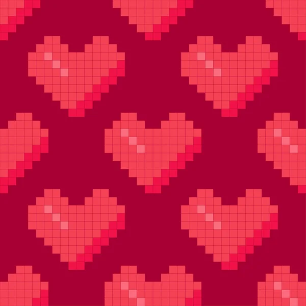 Pixel Art Icono Del Corazón Día San Valentín Dibujos Animados — Vector de stock