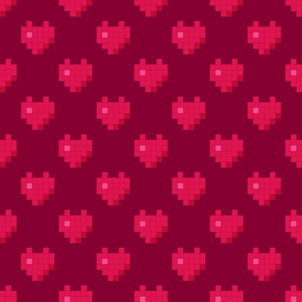 Pixelkunst Die Herz Ikone Valentinstag Zeichnungen Nahtloses Muster Vektor Illustration — Stockvektor