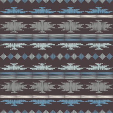 Meksika ekose kumaşı. Kusursuz desen. Kumaş üzerine nakış. Tekstil. Etnik boho süsü. Web tasarımı veya yazdırma için vektör illüstrasyonu.