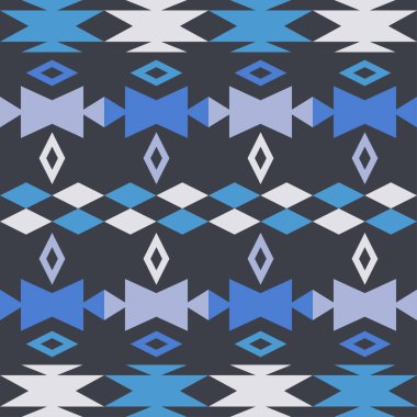 Geleneksel halk geometrik desenli Navajo mozaik halısı. Kızılderili Kızılderili battaniyesi. Aztek elementleri. Kusursuz bir geçmişi var. Web tasarımı veya yazdırma için vektör illüstrasyonu.