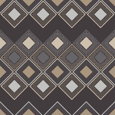 Geometrik şekilli mozaik. Kusursuz desen. Elle kumandalı tasarım. Tekstil. Etnik boho süsü. Web tasarımı veya yazdırma için vektör illüstrasyonu.