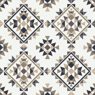 Aztek elementleri. Üçgenlerden yapılmış şekiller. Boho dokusu. Kusursuz desen. Tekstil. Web tasarımı veya yazdırma için vektör illüstrasyonu.