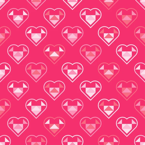 Сердца Треугольников День Святого Валентина Бесшовный Фон Поздравительная Открытка Векторная — стоковый вектор