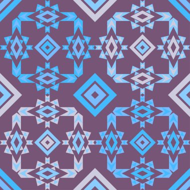 Rhombus. Geometrik şekilli mozaik. Kusursuz desen. Elle kumandalı tasarım. Tekstil. Etnik boho süsü. Web tasarımı veya yazdırma için vektör illüstrasyonu.