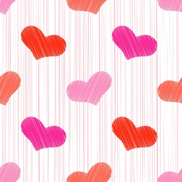 Fondo Sin Costuras Con Corazones Decorativos Día San Valentín Diseño — Vector de stock