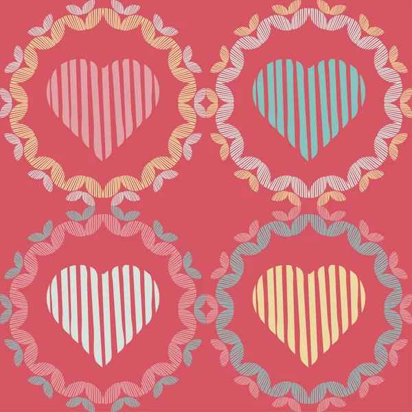 Fondo Sin Costuras Flores Decorativas Corazones Día San Valentín Diseño — Vector de stock