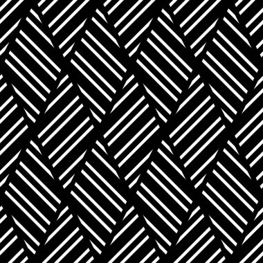 Çizgilerden yapılmış geometrik şekiller. Siyah ve beyaz. Geometrik kompozisyonda basit tasarım. Kusursuz desen. Web tasarımı veya yazdırma için vektör illüstrasyonu. 