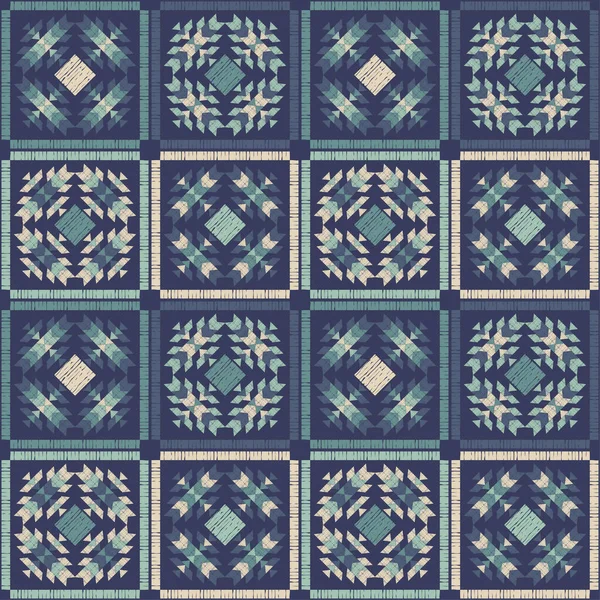 Navajo Mosaikteppich Mit Traditionellem Geometrischem Muster Indianerdecke Aztekische Elemente Nahtloser — Stockvektor