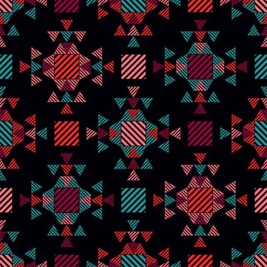 Çizgilerden yapılmış şekiller. Kusursuz desen. Elle kumandalı tasarım. Tekstil. Etnik boho süsü. Web tasarımı veya yazdırma için vektör illüstrasyonu.