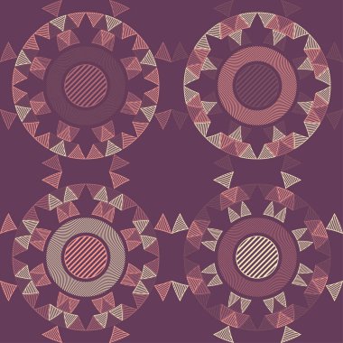 Çizgilerden yapılmış şekiller. Puantiyeli noktalar kusursuz desen. Etnik figürler mozaiği. Desenli doku. Geometrik arkaplan. Web tasarımı veya yazdırma için vektör illüstrasyonu.