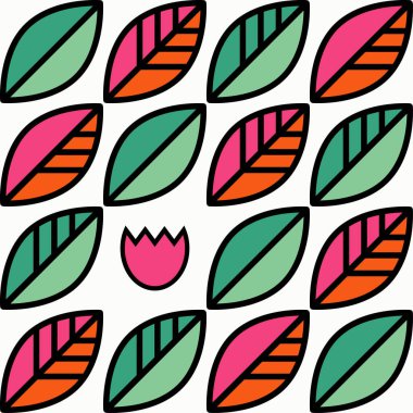 Bahar, çiçekler ve yapraklar. Kusursuz desen. Posterler, el ilanları, tebrik kartları, davetiyeler için yeni tasarım. Web tasarımı veya yazdırma için vektör illüstrasyonu.