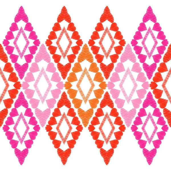 Raute Stickerei Auf Stoff Boho Textur Nahtloses Muster Ausführung Mit Vektorgrafiken