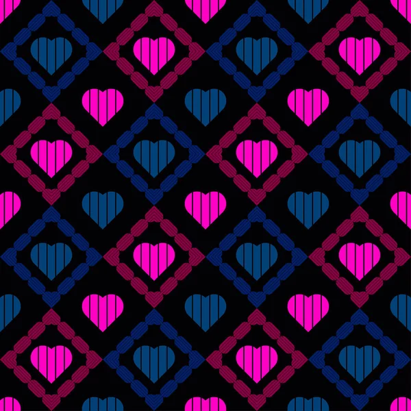 Fondo Sin Costuras Con Corazones Decorativos Día San Valentín Patrón — Archivo Imágenes Vectoriales