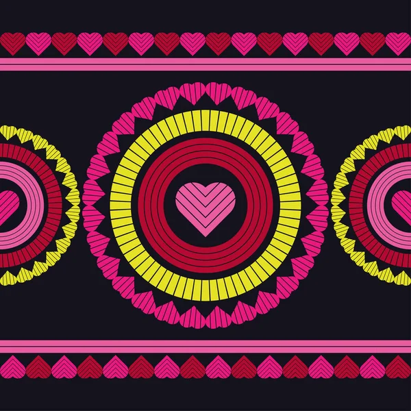 Fondo Sin Costuras Con Corazones Decorativos Día San Valentín Patrón — Vector de stock