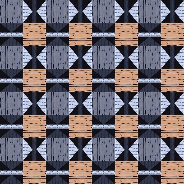 伝統的な民俗幾何学的なパターンを持つナバホモザイクラグ インディアンの毛布 アステカの要素 シームレスな背景 ウェブデザインや印刷のためのベクターイラスト — ストックベクタ