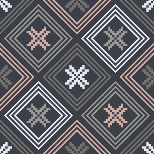 Aztekische Elemente Aus Quadraten Nahtloses Muster Textil Ethnische Boho Ornamente — Stockvektor
