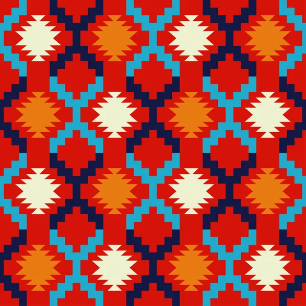 Karelerden Aztek Elementleri Kusursuz Desen Tekstil Etnik Boho Süsü Web — Stok Vektör