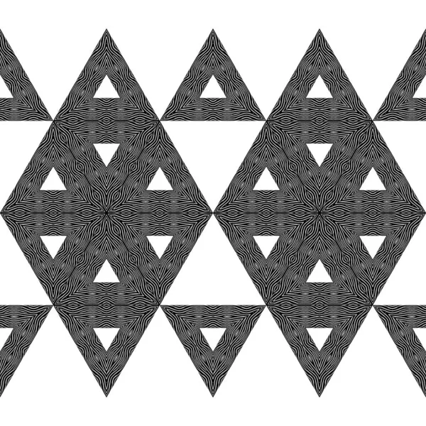 Zebraストライプのデザイン 三角形だ 黒と白の色 民族のBoho装飾 シームレスな背景 部族的モチーフ ウェブデザインや印刷のためのベクターイラスト — ストックベクタ