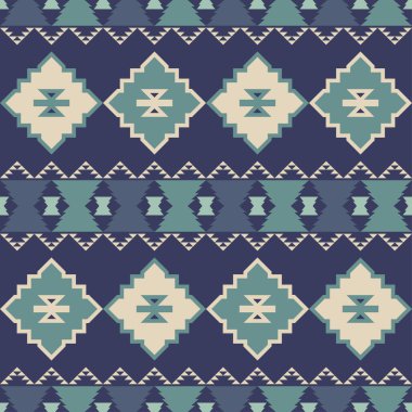 Geleneksel halk geometrik desenli Navajo mozaik halısı. Kızılderili Kızılderili battaniyesi. Aztek elementleri. Kusursuz bir geçmişi var. Web tasarımı veya yazdırma için vektör illüstrasyonu.