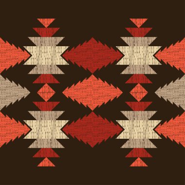 Meksika ekose kumaşı. Kusursuz desen. Elle kumandalı tasarım. Tekstil. Etnik boho süsü. Web tasarımı veya yazdırma için vektör illüstrasyonu.