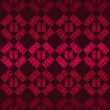 Nakış. Nakış. Geometrik şekilli mozaik. Kusursuz desen. Elle kumandalı tasarım. Tekstil. Etnik boho süsü. Web tasarımı veya yazdırma için vektör illüstrasyonu.