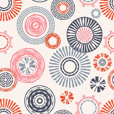 Puantiyeli noktalar kusursuz desen. Etnik figürler mozaiği. Desenli doku. Geometrik arkaplan. Web tasarımı veya yazdırma için vektör illüstrasyonu.