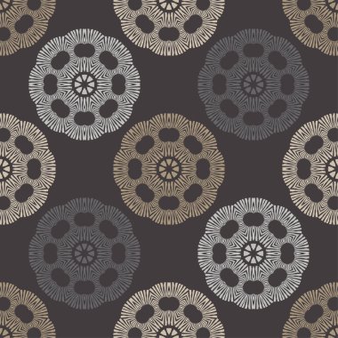 Geometrik şekilli mozaik. Kusursuz desen. Elle kumandalı tasarım. Tekstil. Etnik boho süsü. Web tasarımı veya yazdırma için vektör illüstrasyonu.