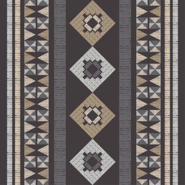 Meksika ekose kumaşı. Kusursuz desen. Elle kumandalı tasarım. Tekstil. Etnik boho süsü. Web tasarımı veya yazdırma için vektör illüstrasyonu.