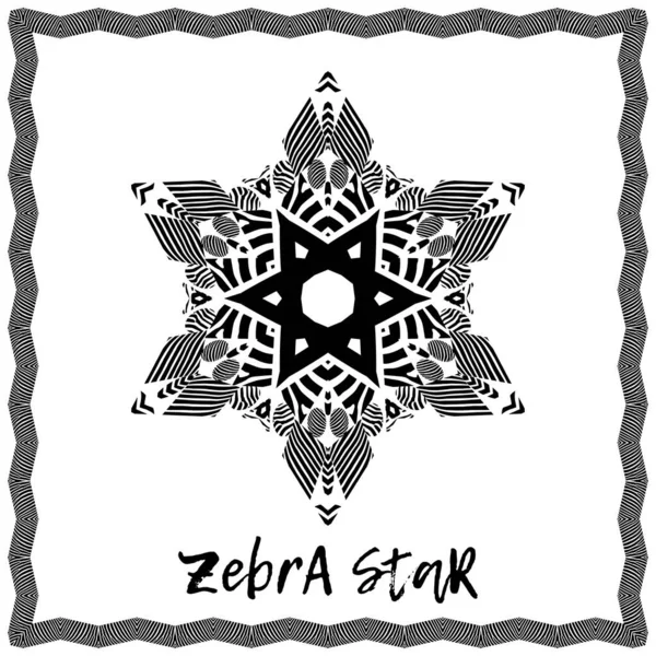 Zebra çizgili tasarım. Kartpostal Siyah ve beyaz. Etnik boho süsü. Kabile motifi. Web tasarımı veya yazdırma için vektör illüstrasyonu.