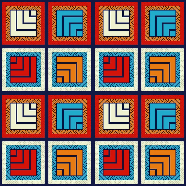 Formas Hechas Rayas Mosaico Con Formas Geométricas Patrón Sin Costuras — Vector de stock