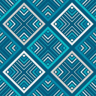 Geometrik şekilli mozaik. Kusursuz desen. Elle kumandalı tasarım. Tekstil. Etnik boho süsü. Web tasarımı veya yazdırma için vektör illüstrasyonu.