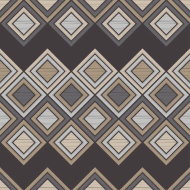 Geometrik şekilli mozaik. Kusursuz desen. Elle kumandalı tasarım. Tekstil. Etnik boho süsü. Web tasarımı veya yazdırma için vektör illüstrasyonu.