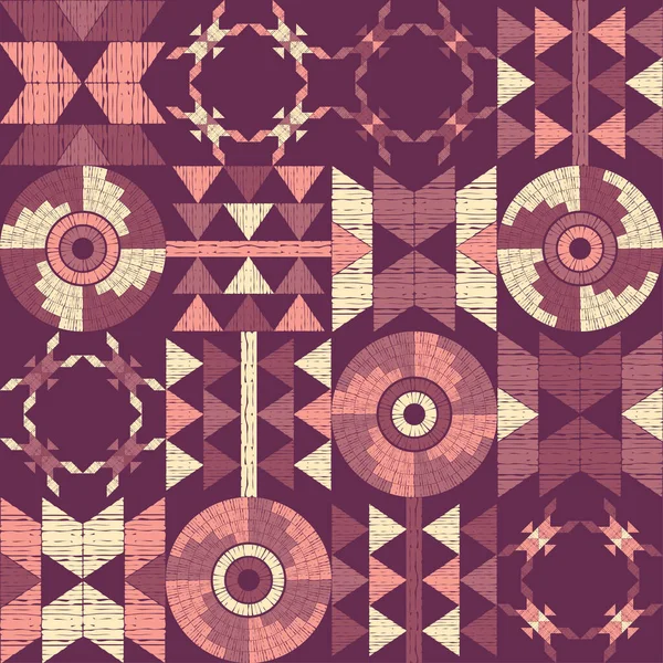 Tapis Mosaïque Navajo Avec Motif Géométrique Folklorique Traditionnel Couverture Amérindienne — Image vectorielle