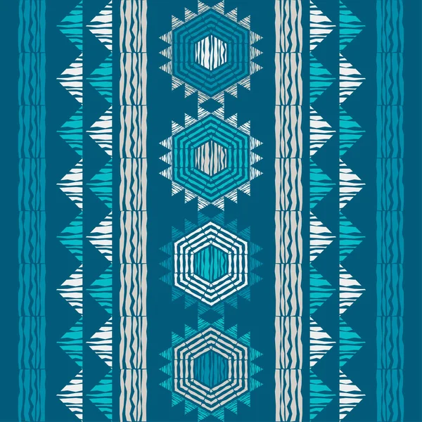 Mexikanisch Kariert Navajo Nahtloses Muster Ausführung Mit Manueller Schraffur Textil Stockillustration