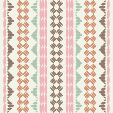 Nakış. Nakış. Çizgili geometrik figürler mozaiği. Kusursuz desen. Elle kumandalı tasarım. Tekstil. Etnik boho süsü. Web tasarımı veya yazdırma için vektör illüstrasyonu.