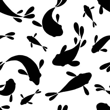 Çince ya da Japonca kusursuz Koi deseni. Sazan. El yapımı balık tasarımı. Tekstil. Web tasarımı veya yazdırma için vektör illüstrasyonu.