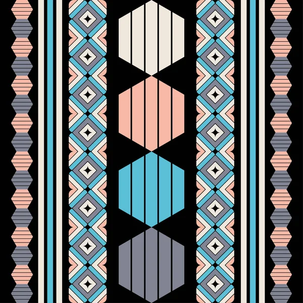 Mexicaanse Ruit Navajo Naadloos Patroon Ontwerp Met Handmatig Uitbroeden Textiel — Stockvector