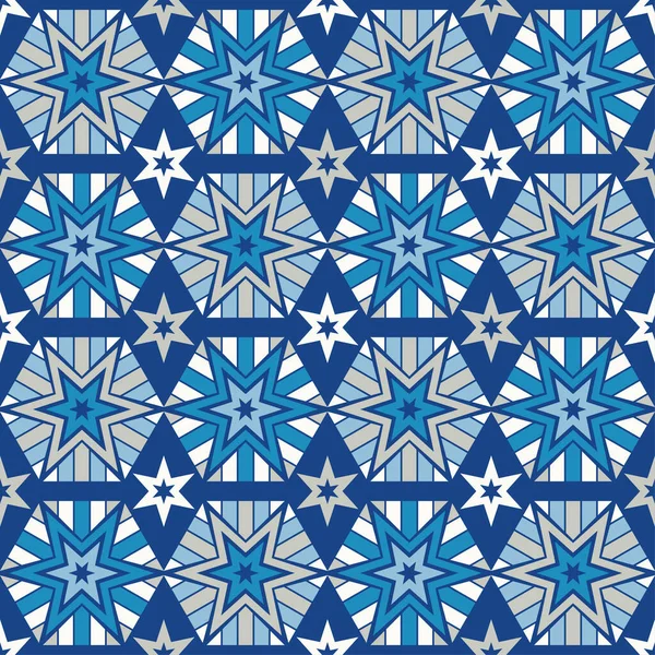 Çizgili Geometrik Figürler Mozaiği Kusursuz Desen Elle Kumandalı Tasarım Tekstil — Stok Vektör