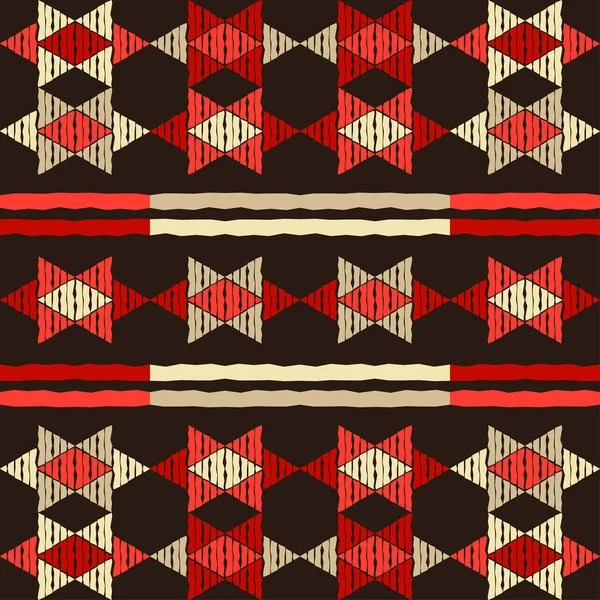 Plaid Mexicain Navajo Modèle Sans Couture Conception Avec Hachage Manuel — Image vectorielle