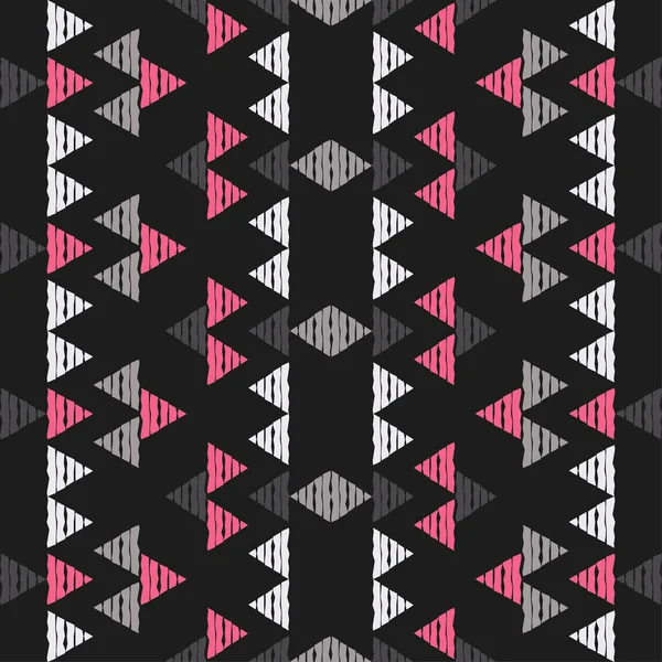 メキシコ人が演じた ナバホ シームレスなパターン マニュアルハッチング付きのデザイン 繊維だ 民族のBoho装飾 ウェブデザインや印刷のためのベクターイラスト — ストックベクタ